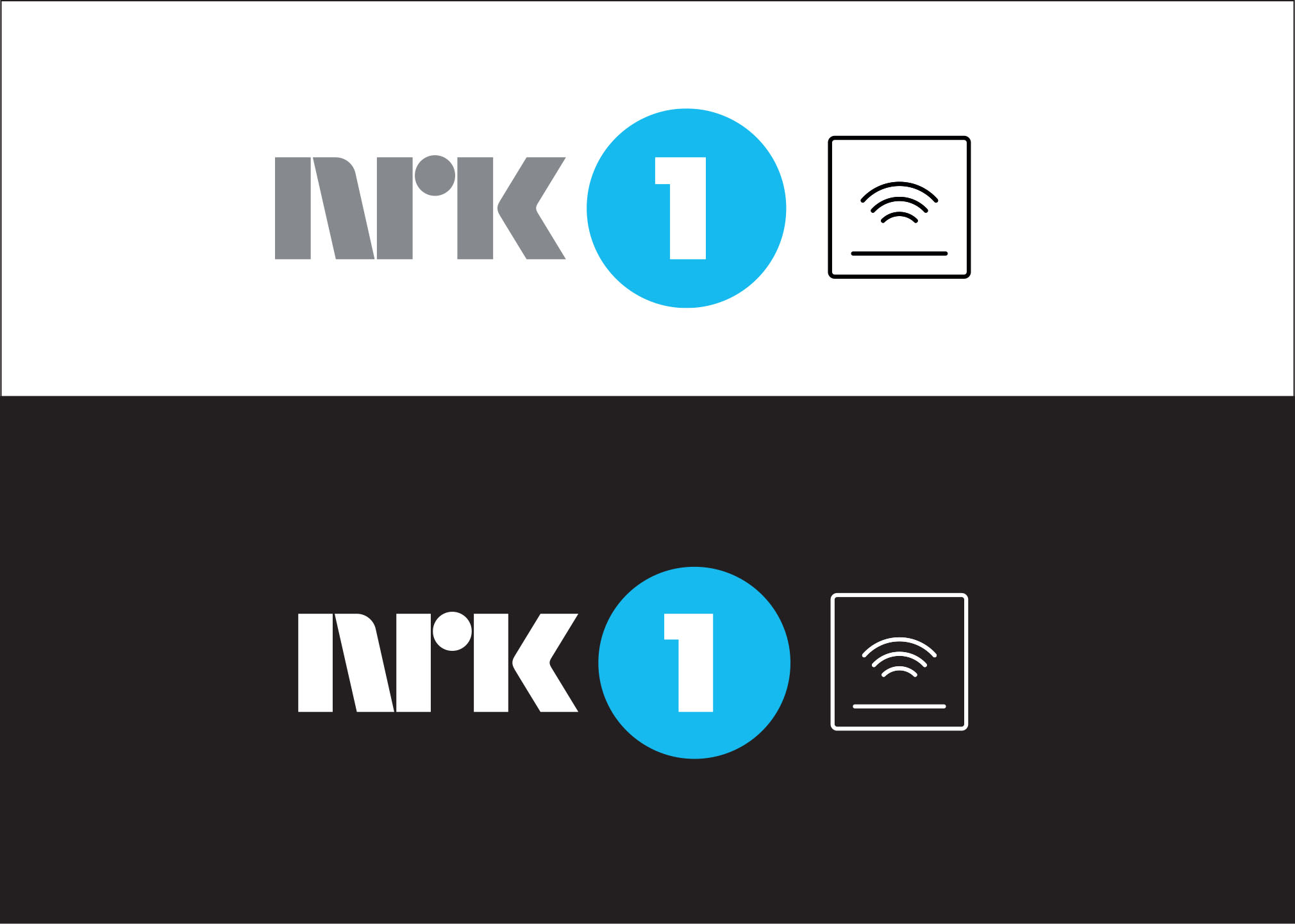 Bilde av plassering av tilgjengelighetssymbol mot NRK logo